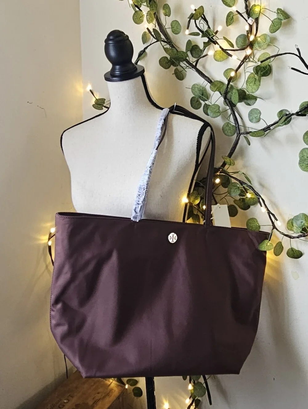 Tory Burch nwt Nylon Large Tote In Truffle Exterior Material: Smooth, durable re